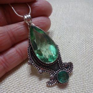 Stunning "MINT TOPAZ & APATITE" Handmade Sterling Pendant/Chain #580B